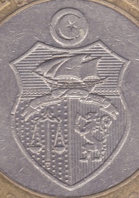 mark coin coat arms tunisia
