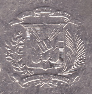 dominican republic coat arms mark coin