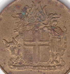 iceland island coat arms mark coin